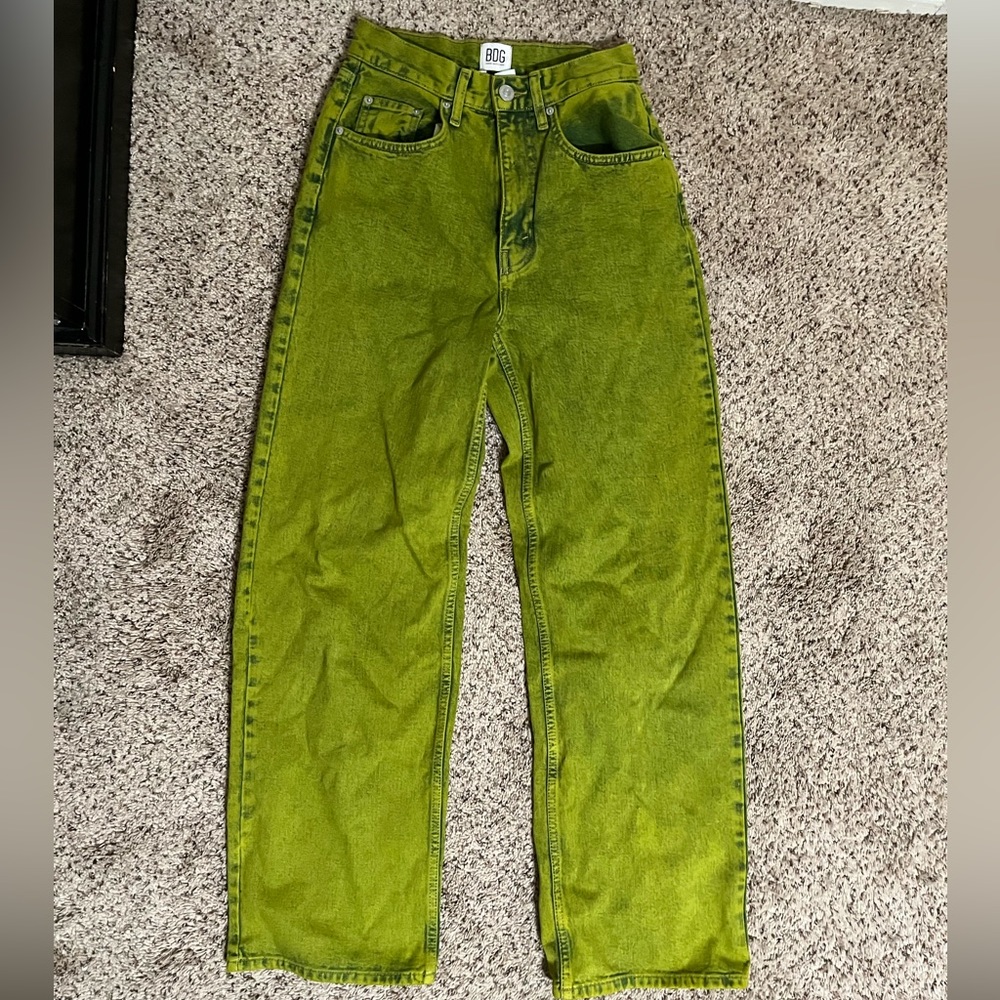 urban outfitters green high rise baggy jean